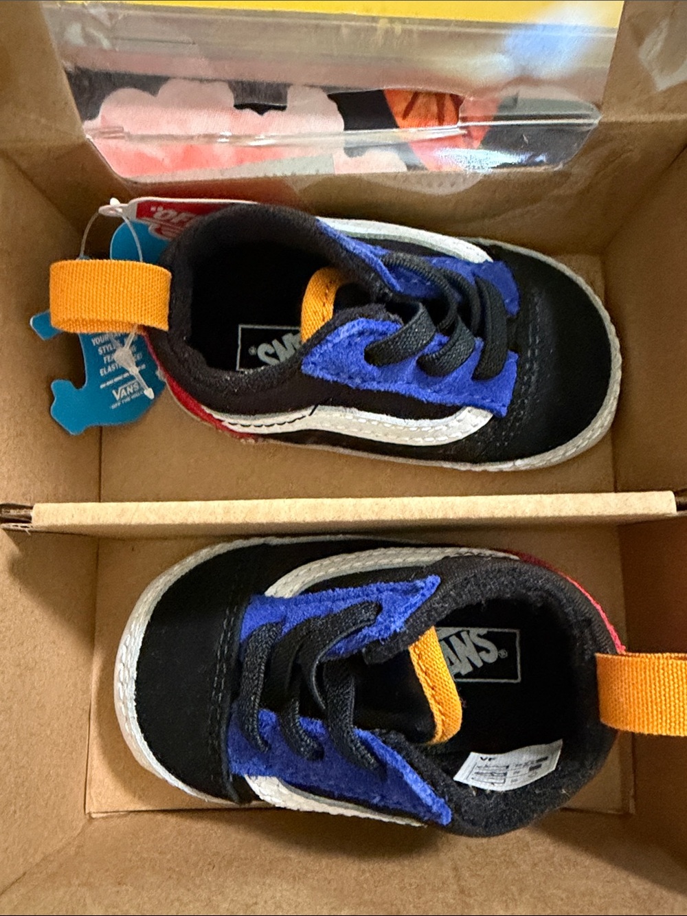 Vans Toddler Shoe in Black, Blue & Yellow